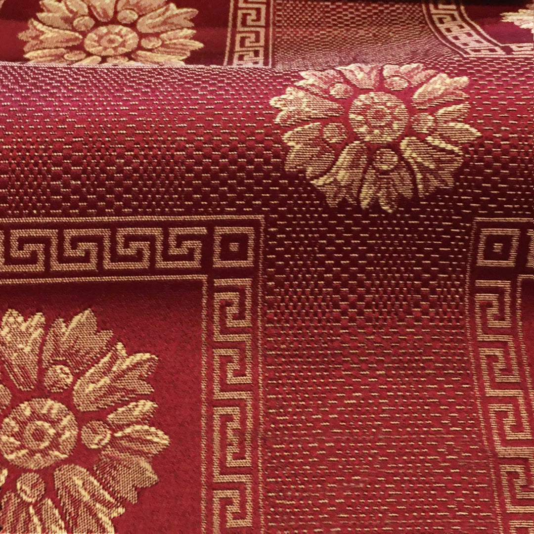 110"Wide ROME Red Gold Classic Contrasting Damask Brocade Jacquard Fabric
