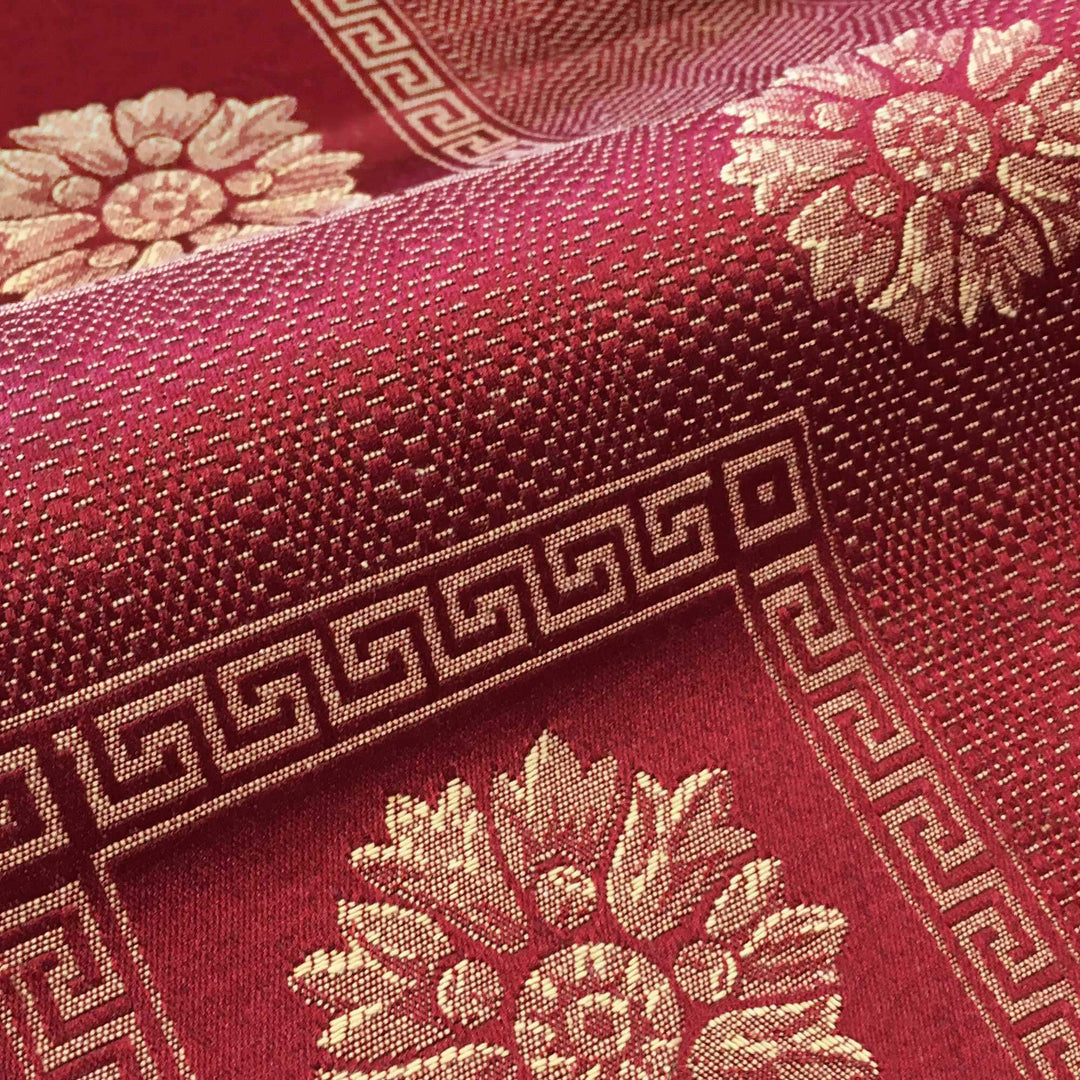 110"Wide ROME Red Gold Classic Contrasting Damask Brocade Jacquard Fabric