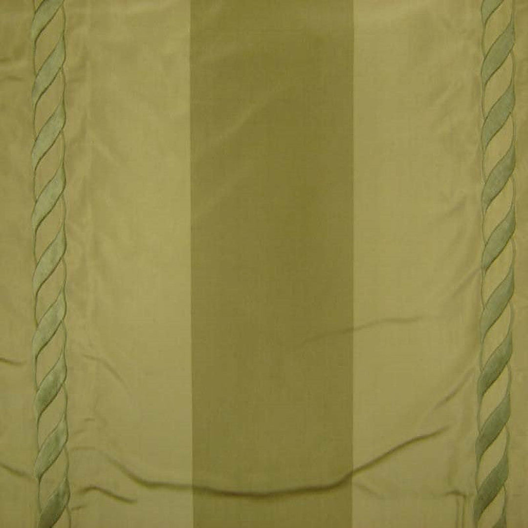 Calmora Twist Rope Embroidered Stripe Silk Fabric in Sage