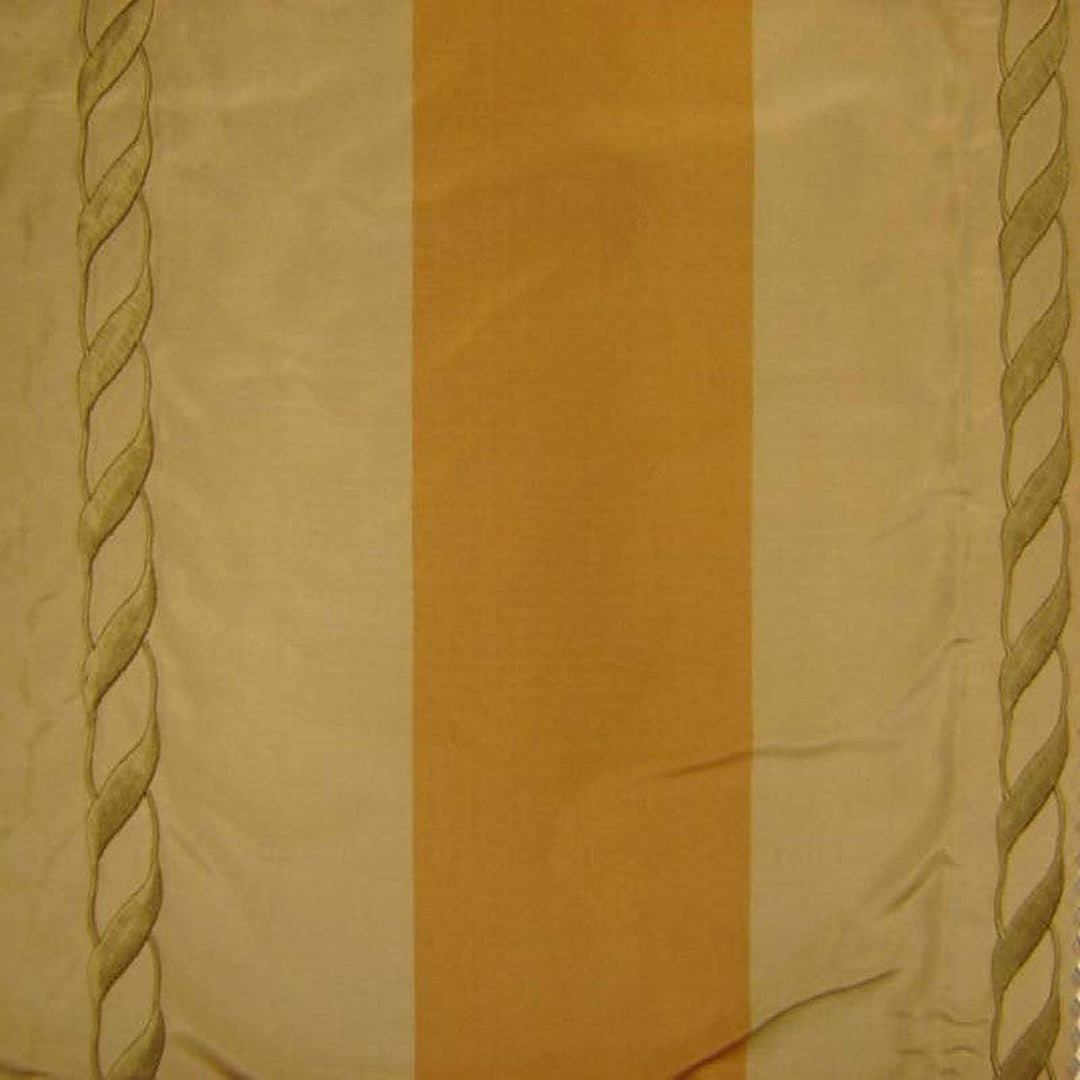 Calmora Twist Rope Embroidered Stripe Silk Fabric in Salmon