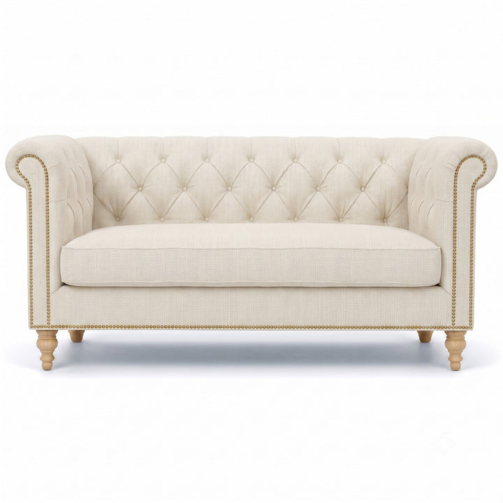 Lennon Fabric in color Ivory made on a sofa is a Solid Linen Blend Fabric that is good for Drapery & Curtain Fabric and Upholstery Fabric