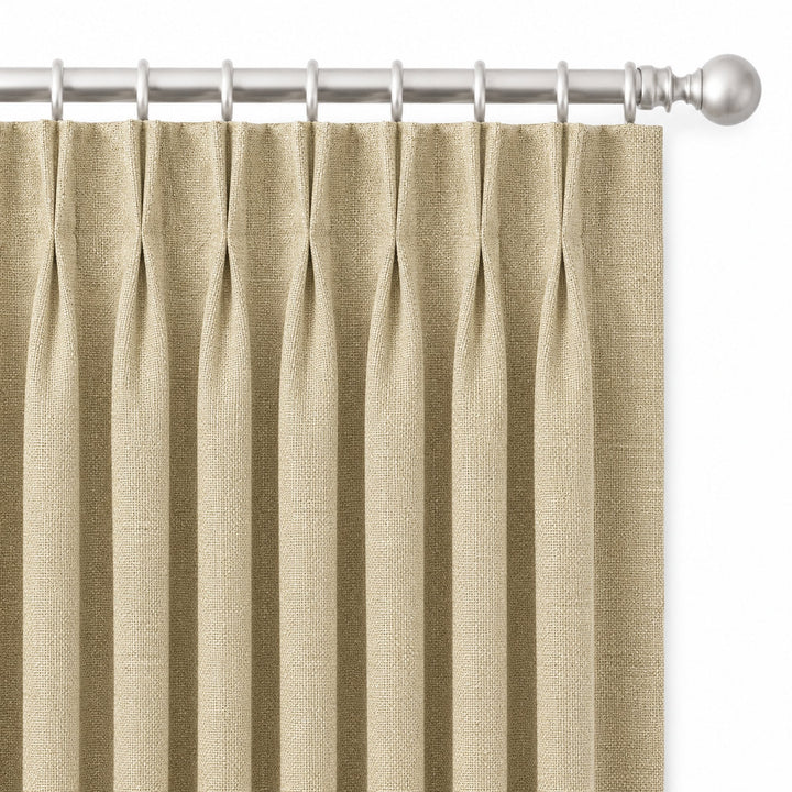 Lennon Fabric in color Natural made as a drapery is a Solid Linen Blend Fabric that is good for Drapery & Curtain Fabric and Upholstery Fabric