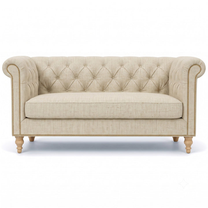 Lennon Fabric in color Natural made on a sofa is a Solid Linen Blend Fabric that is good for Drapery & Curtain Fabric and Upholstery Fabric