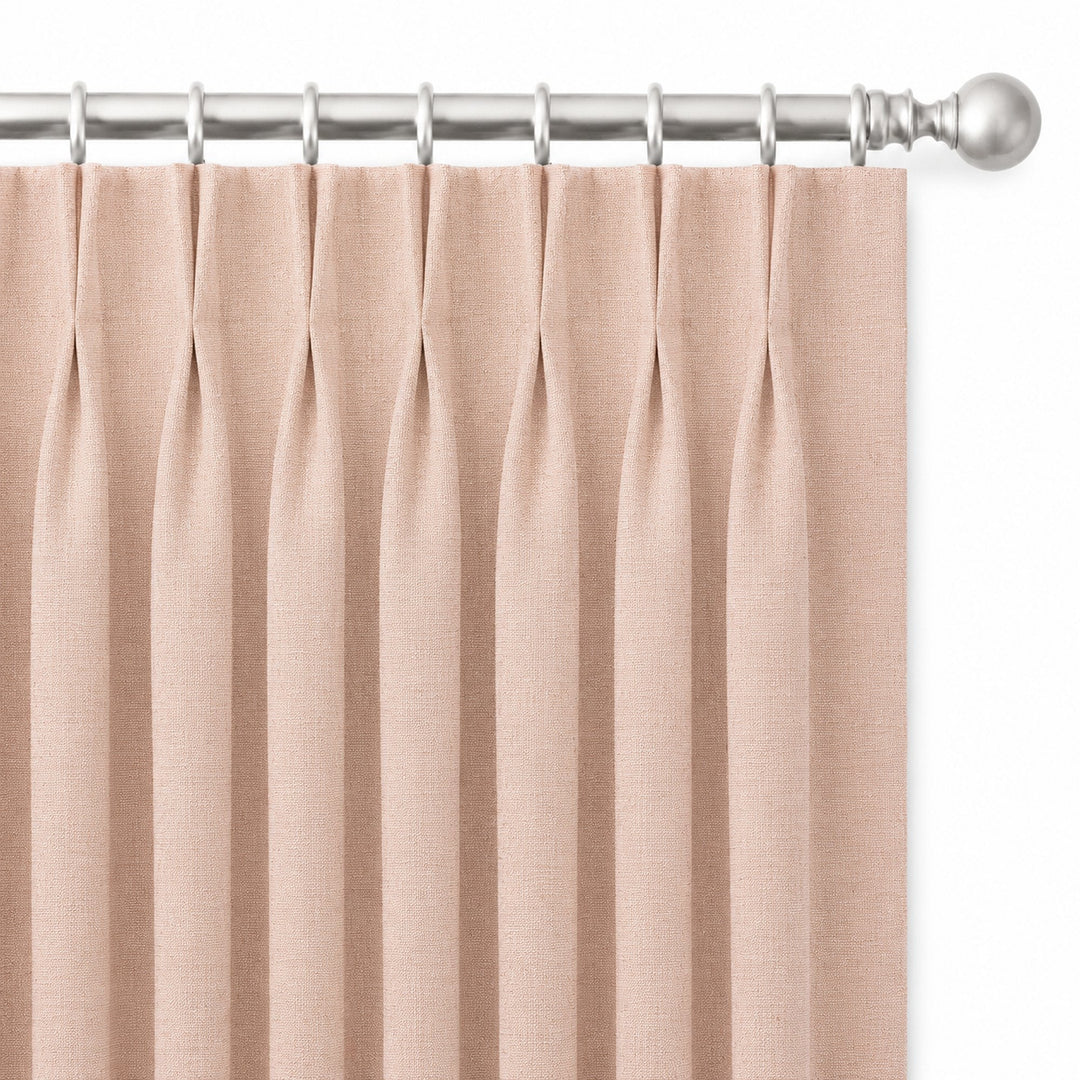 Lennon Fabric in color Blush made as a drapery is a Solid Linen Blend Fabric that is good for Drapery & Curtain Fabric and Upholstery Fabric