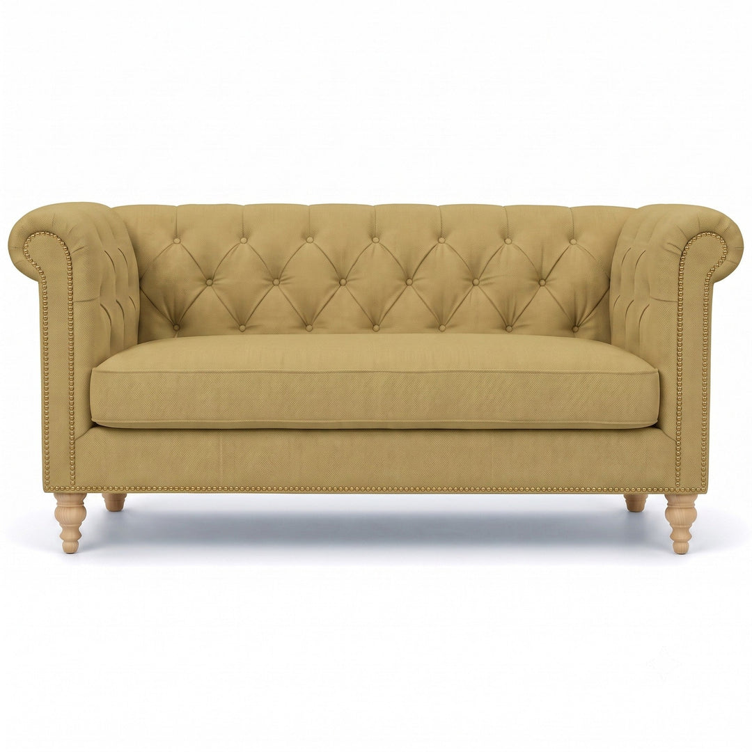 Lennon Fabric in color Mustard made on a sofa is a Solid Linen Blend Fabric that is good for Drapery & Curtain Fabric and Upholstery Fabric