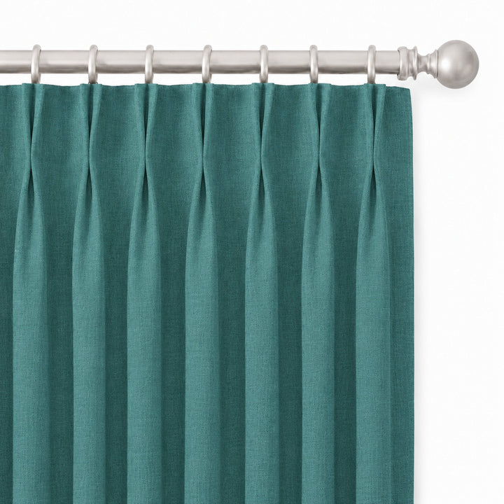 Lennon Fabric in color Aqua made as a drapery is a Solid Linen Blend Fabric that is good for Drapery & Curtain Fabric and Upholstery Fabric