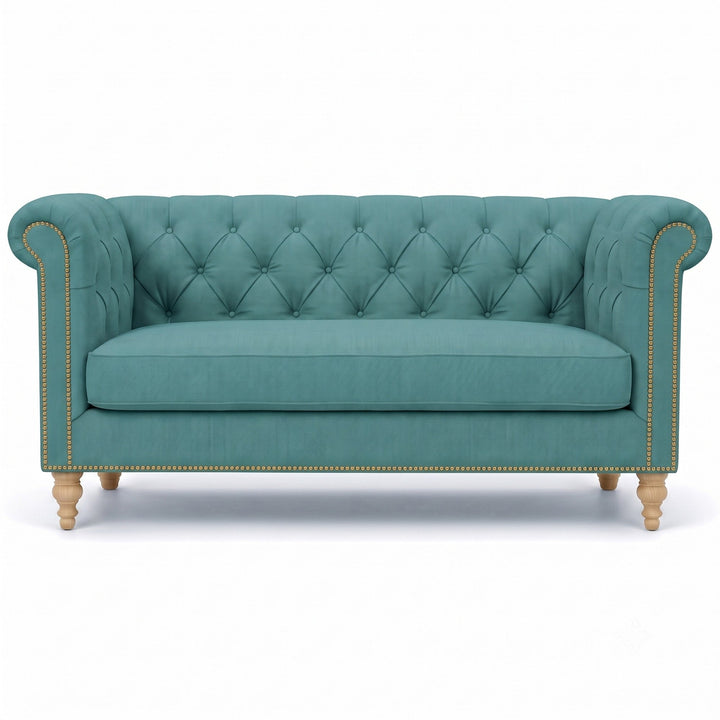 Lennon Fabric in color Aqua made on a sofa is a Solid Linen Blend Fabric that is good for Drapery & Curtain Fabric and Upholstery Fabric