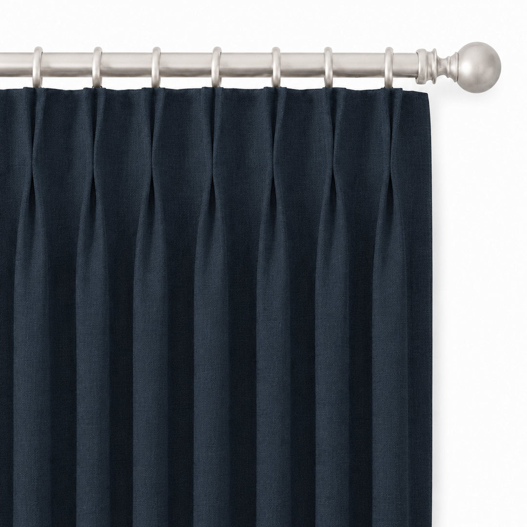 Lennon Fabric in color Navy made as a drapery is a Solid Linen Blend Fabric that is good for Drapery & Curtain Fabric and Upholstery Fabric