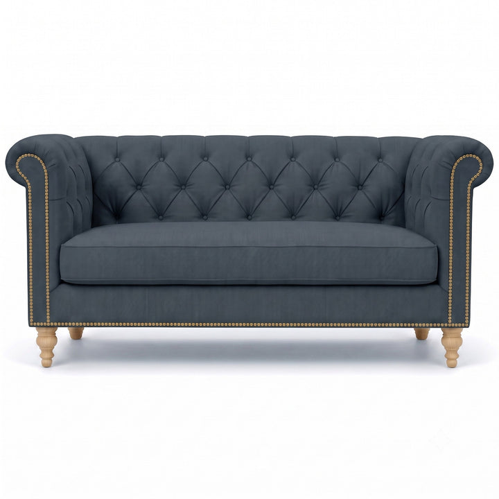 Lennon Fabric in color Navy made on a sofa is a Solid Linen Blend Fabric that is good for Drapery & Curtain Fabric and Upholstery Fabric