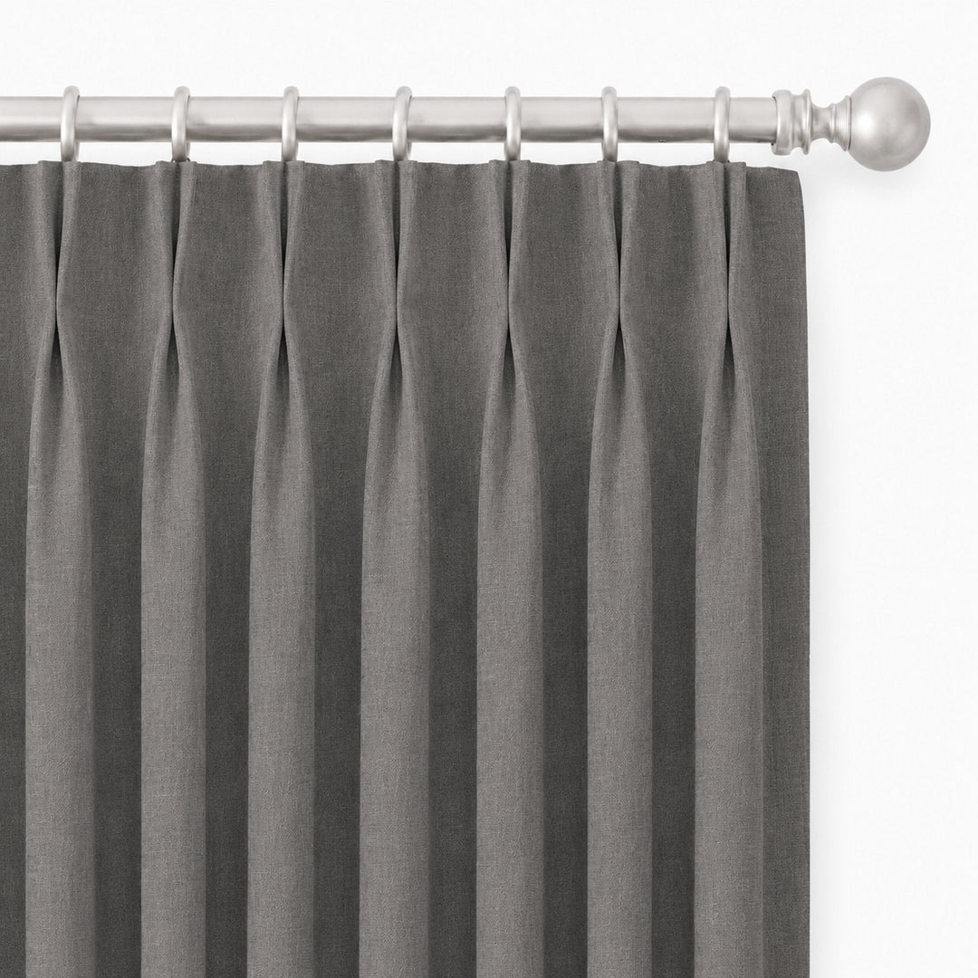 Lennon Fabric in color Gray made as a drapery is a Solid Linen Blend Fabric that is good for Drapery & Curtain Fabric and Upholstery Fabric