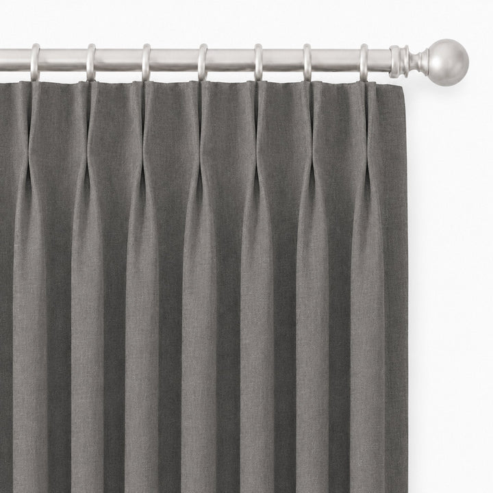 Lennon Fabric in color Gray made as a drapery is a Solid Linen Blend Fabric that is good for Drapery & Curtain Fabric and Upholstery Fabric