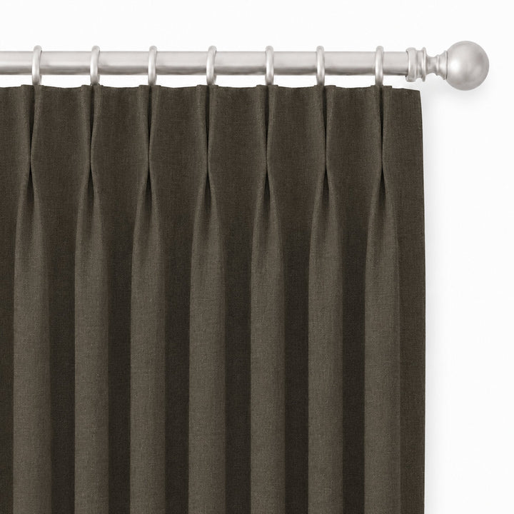 Lennon Fabric in color Taupe made as a drapery is a Solid Linen Blend Fabric that is good for Drapery & Curtain Fabric and Upholstery Fabric