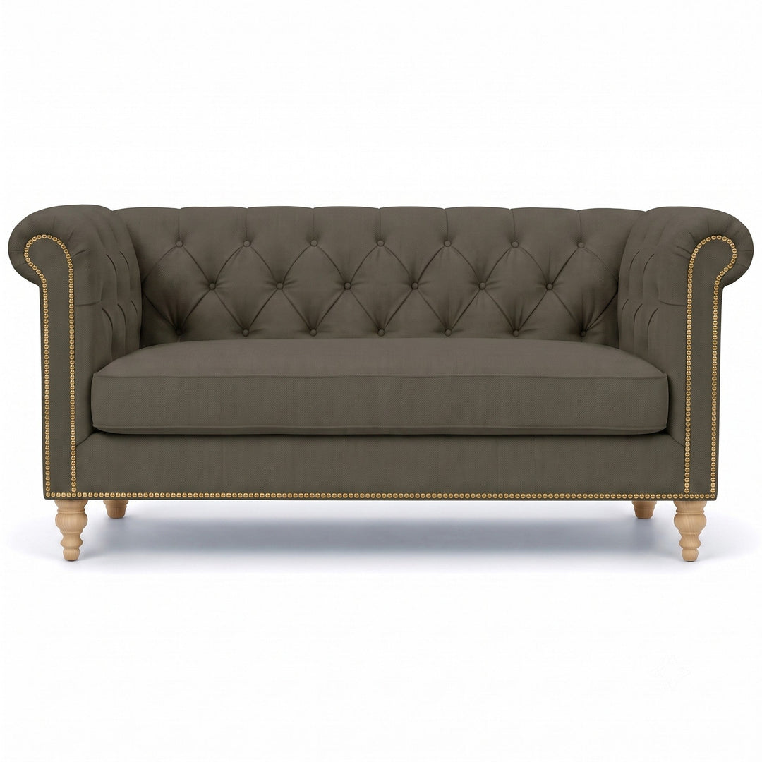 Lennon Fabric in color Taupe made on a sofa is a Solid Linen Blend Fabric that is good for Drapery & Curtain Fabric and Upholstery Fabric