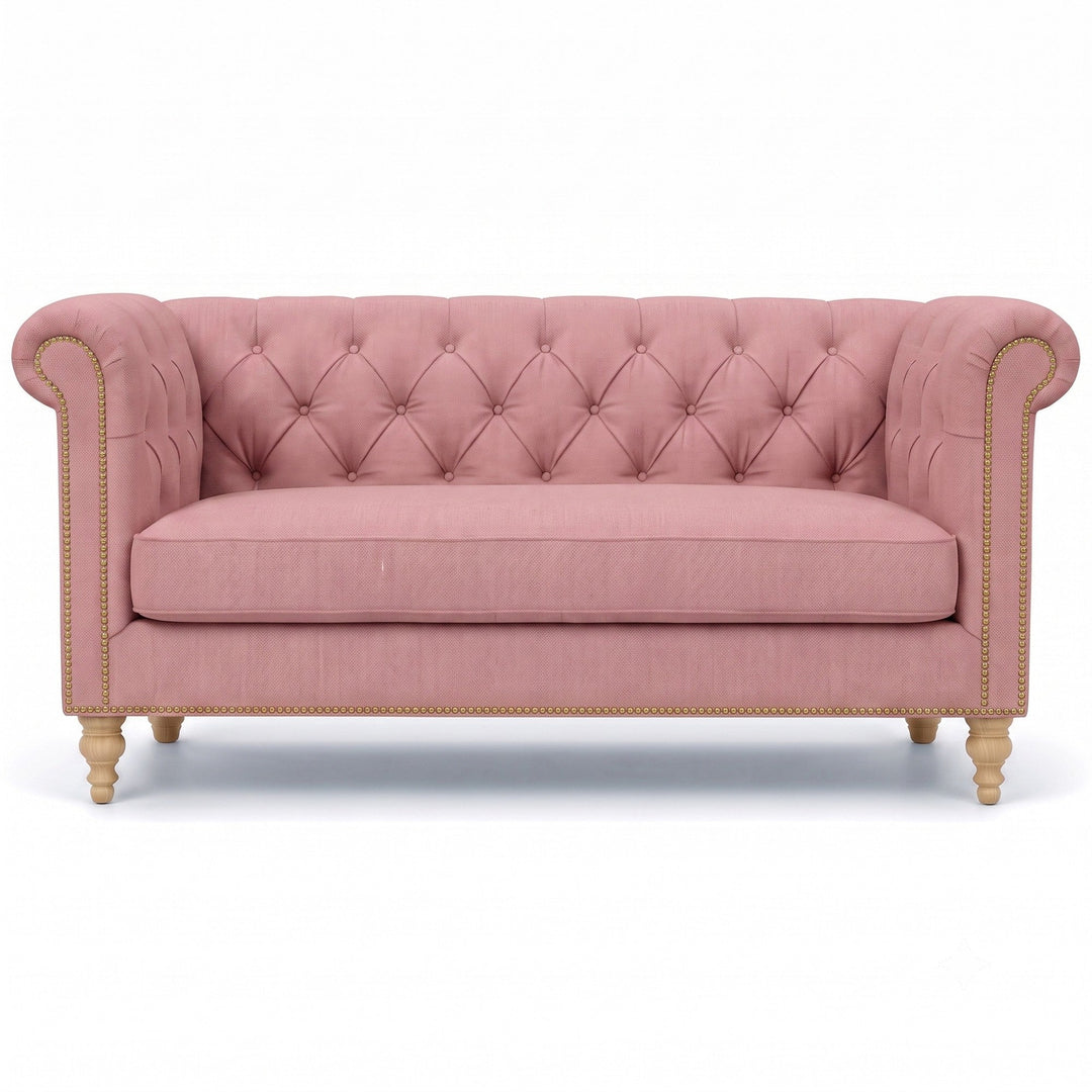 Lennon Fabric in color Mauve made on a sofa is a Solid Linen Blend Fabric that is good for Drapery & Curtain Fabric and Upholstery Fabric