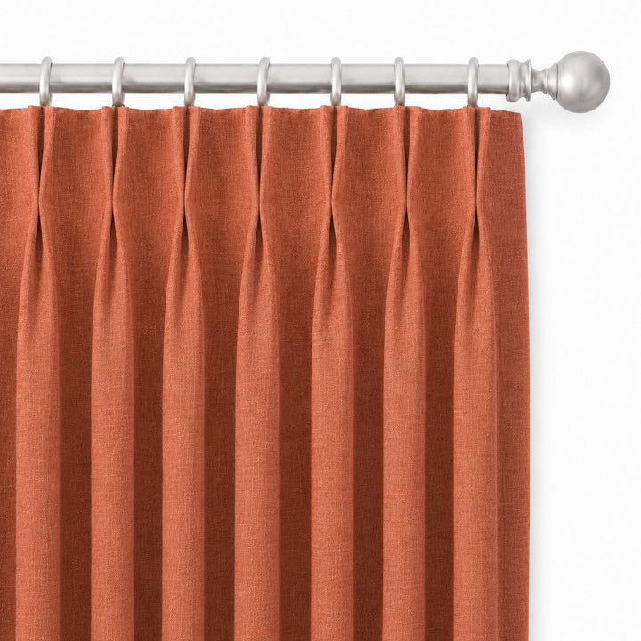 Lennon Fabric in color Terracotta made as a drapery is a Solid Linen Blend Fabric that is good for Drapery & Curtain Fabric and Upholstery Fabric