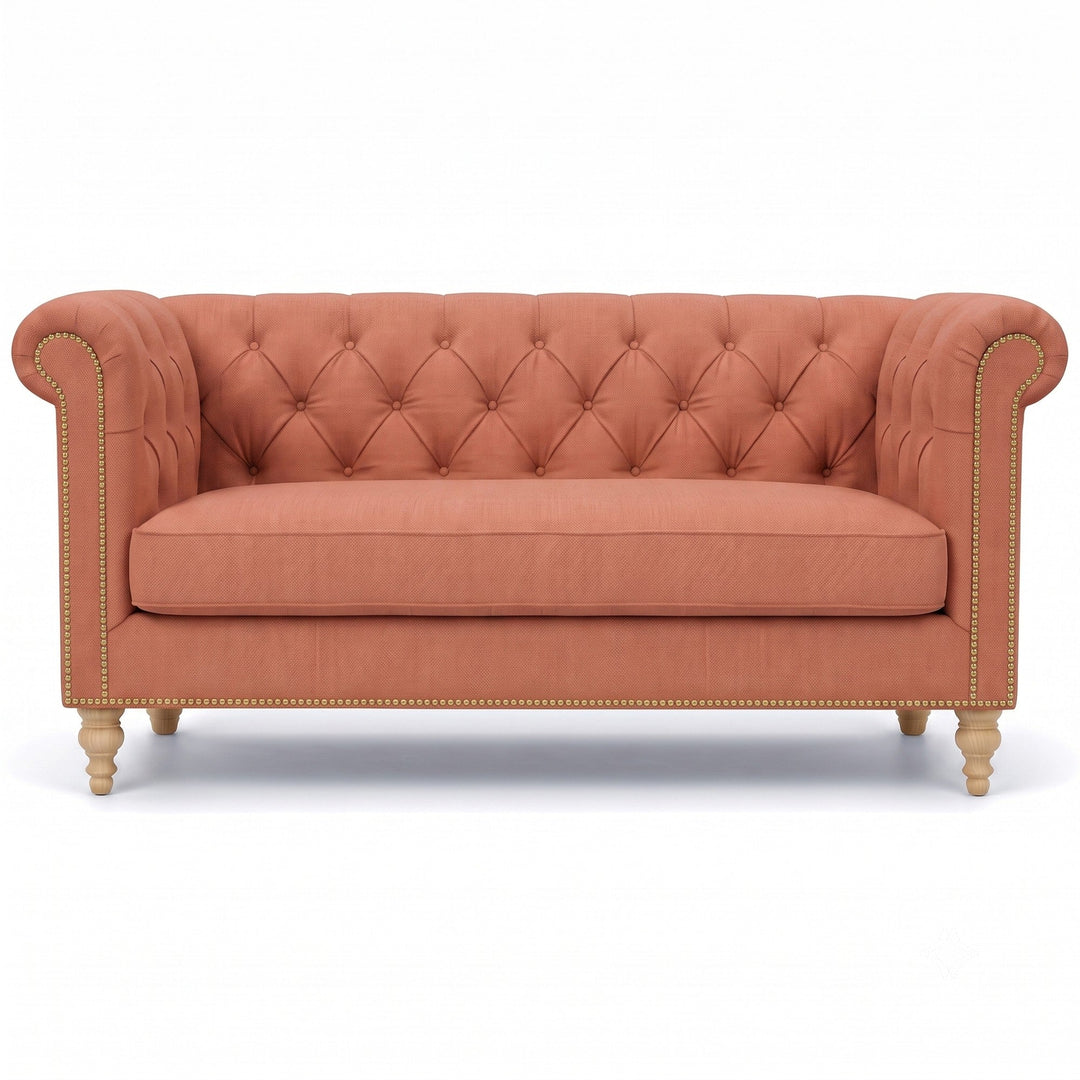 Lennon Fabric in color Terracotta made on a sofa is a Solid Linen Blend Fabric that is good for Drapery & Curtain Fabric and Upholstery Fabric