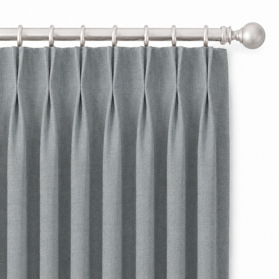 Lennon Fabric in color Denim made as a drapery is a Solid Linen Blend Fabric that is good for Drapery & Curtain Fabric and Upholstery Fabric