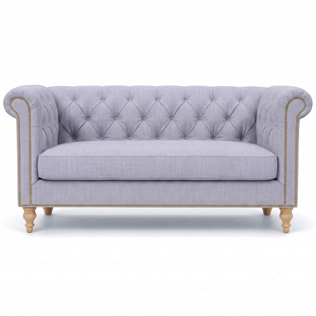 Lennon Fabric in color Lavender made on a sofa is a Solid Linen Blend Fabric that is good for Drapery & Curtain Fabric and Upholstery Fabric