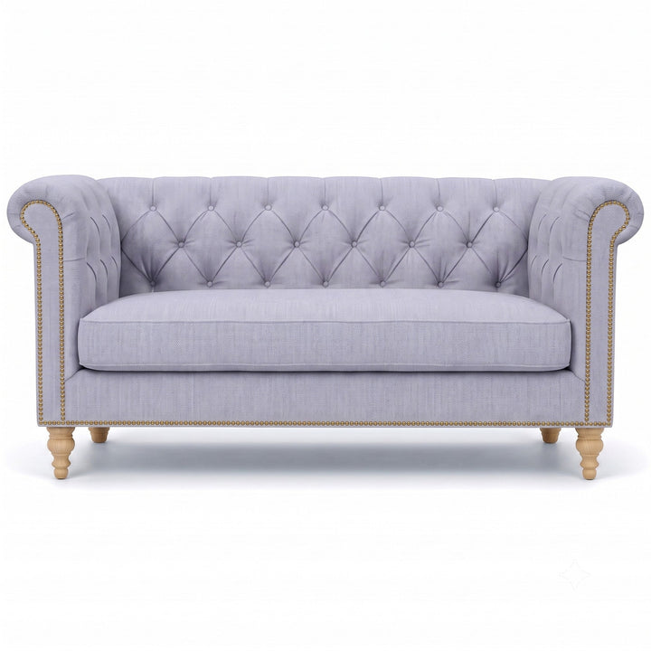 Lennon Fabric in color Lavender made on a sofa is a Solid Linen Blend Fabric that is good for Drapery & Curtain Fabric and Upholstery Fabric