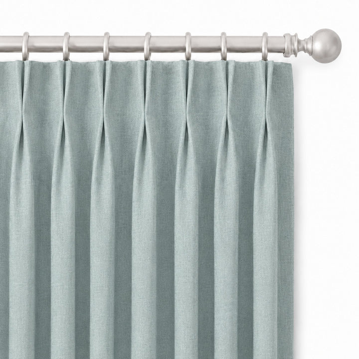 Lennon Fabric in color Spa made as a drapery is a Solid Linen Blend Fabric that is good for Drapery & Curtain Fabric and Upholstery Fabric