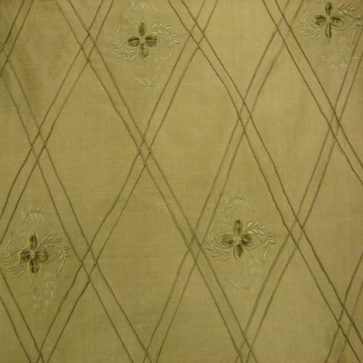 Fiorvane Diamond Floral Embroidered Silk Fabric in Bamboo