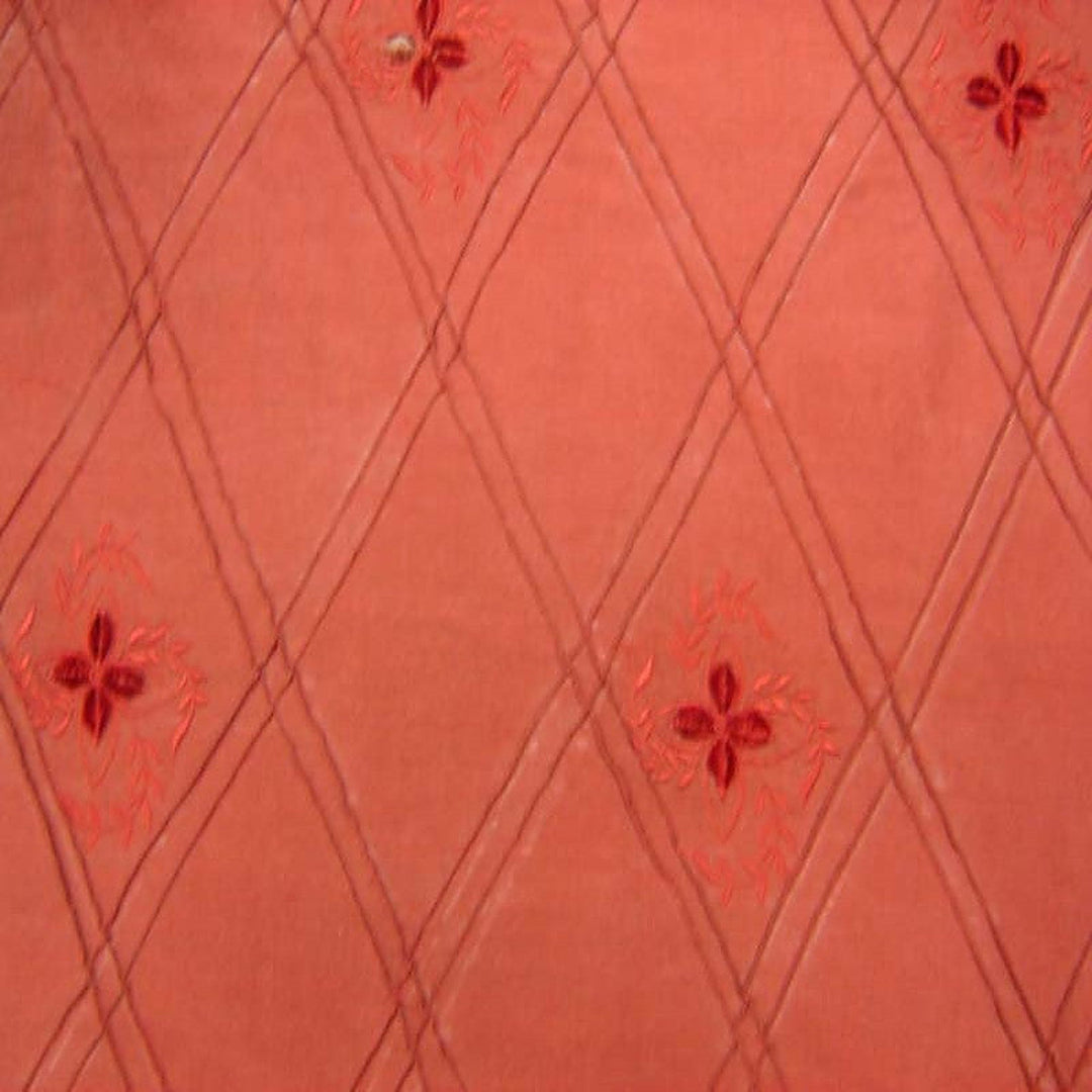 Fiorvane Diamond Floral Embroidered Silk Fabric in Fire