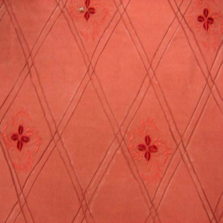 Fiorvane Diamond Floral Embroidered Silk Fabric in Fire