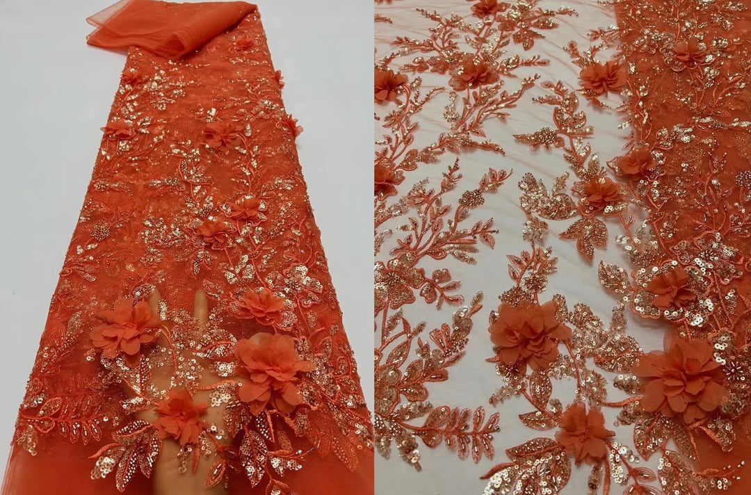 5 YARDS / 14 COLORS / Maélie Beaded Embroidery Glitter Mesh Lace  Party Prom Bridal Dress Fabric