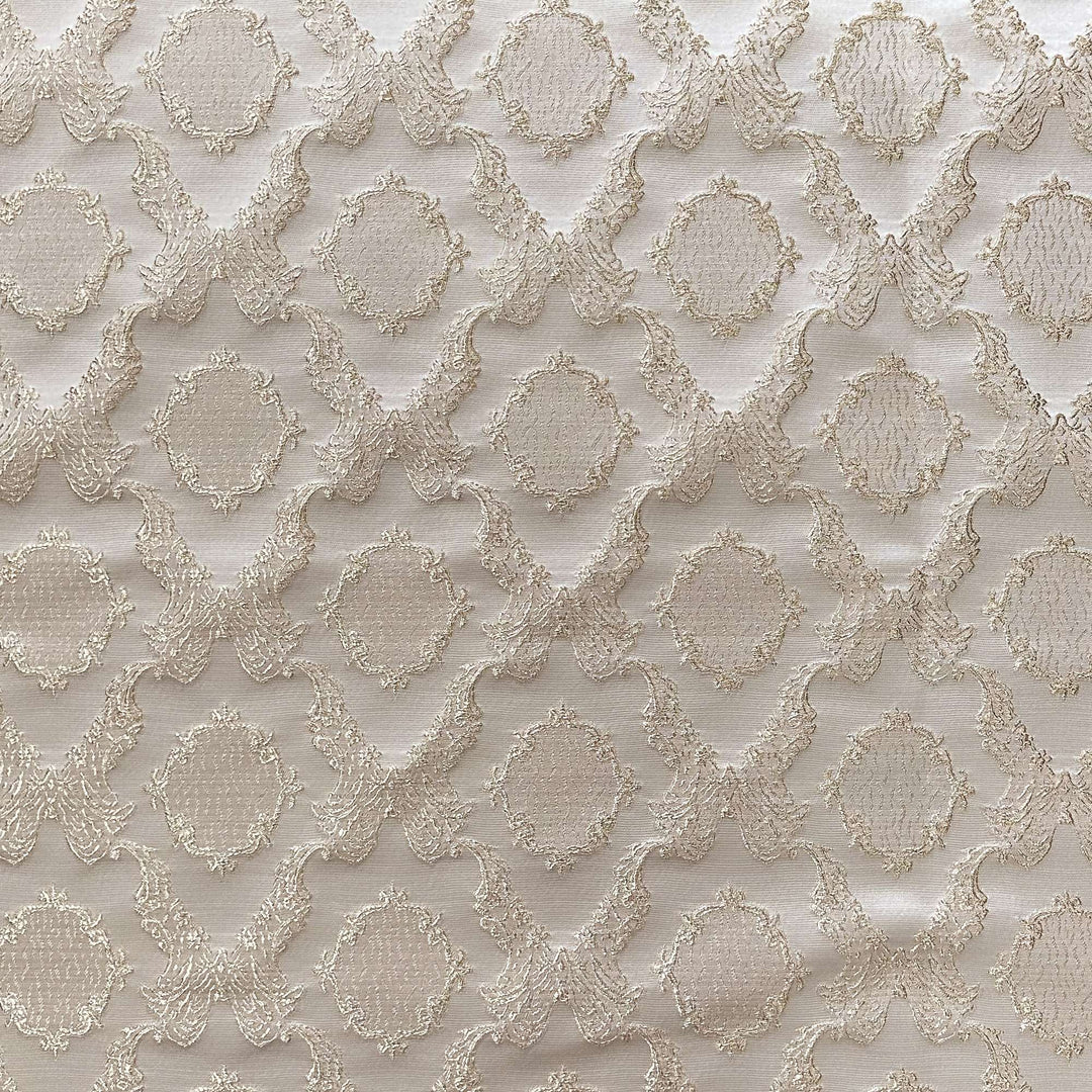 Elloise Shiny Diamond & Round Damask Jacquard Fabric by the Yard | 2 Colors