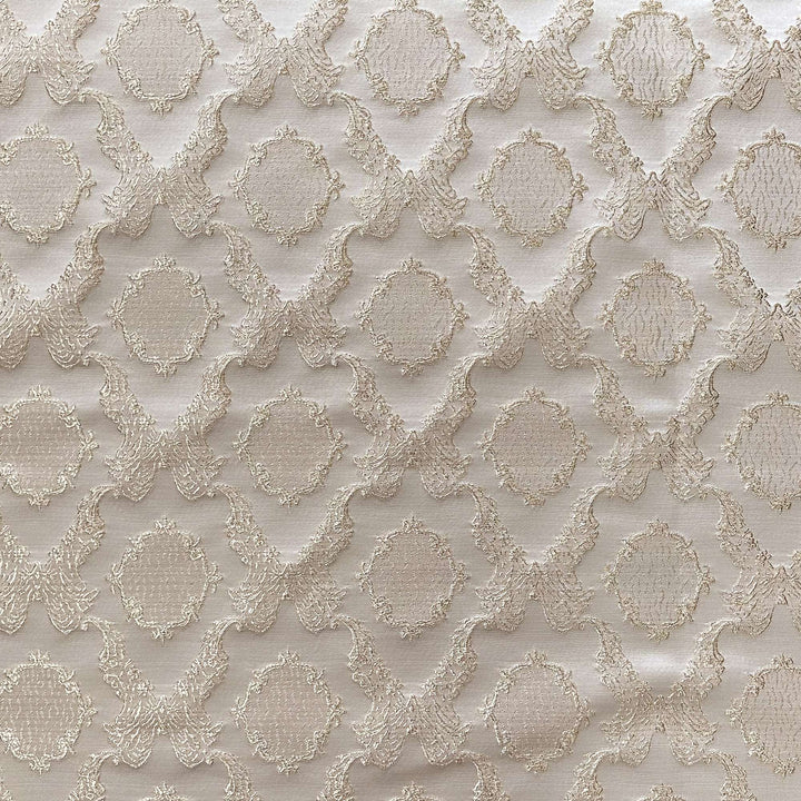 Elloise Shiny Diamond & Round Damask Jacquard Fabric by the Yard | 2 Colors