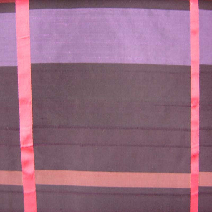 Gavelle Multi-Colored Stripe Silk Fabric in Plum