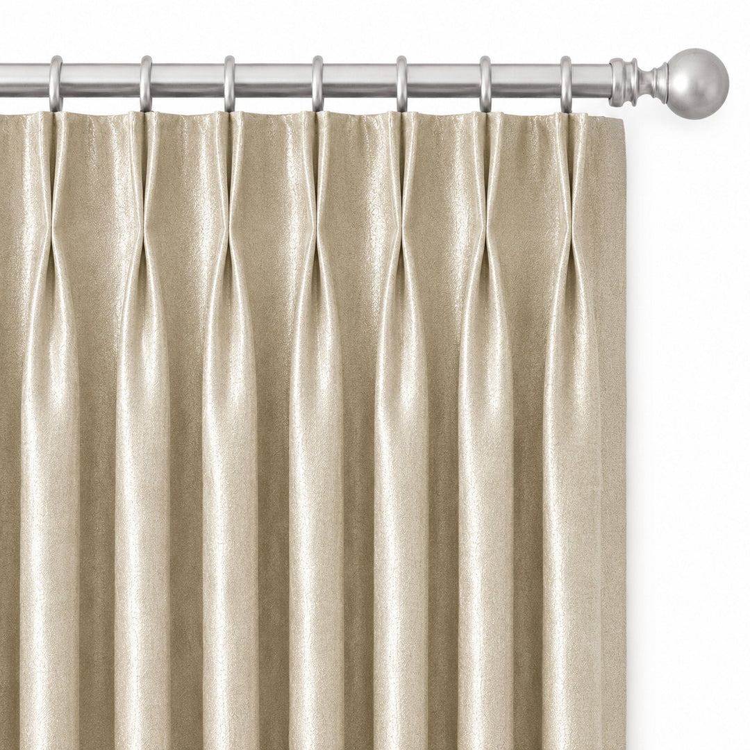 Margo Fabric in color Ivory made as a drapery is a Metallic Cut Velvet Fabric that is good for Upholstery Fabric & Drapery & Curtain Fabric
