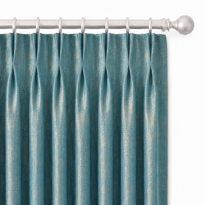 Margo Fabric in color Turquoise made as a drapery is a Metallic Cut Velvet Fabric that is good for Upholstery Fabric & Drapery & Curtain Fabric