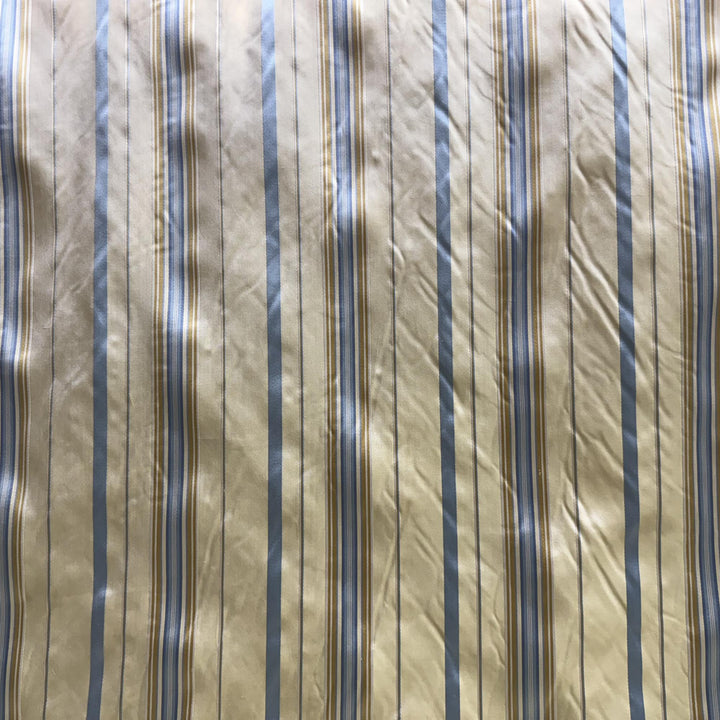 Lorvanne Shiny Multi-Colored Stripe Silk Fabric in Bluebell