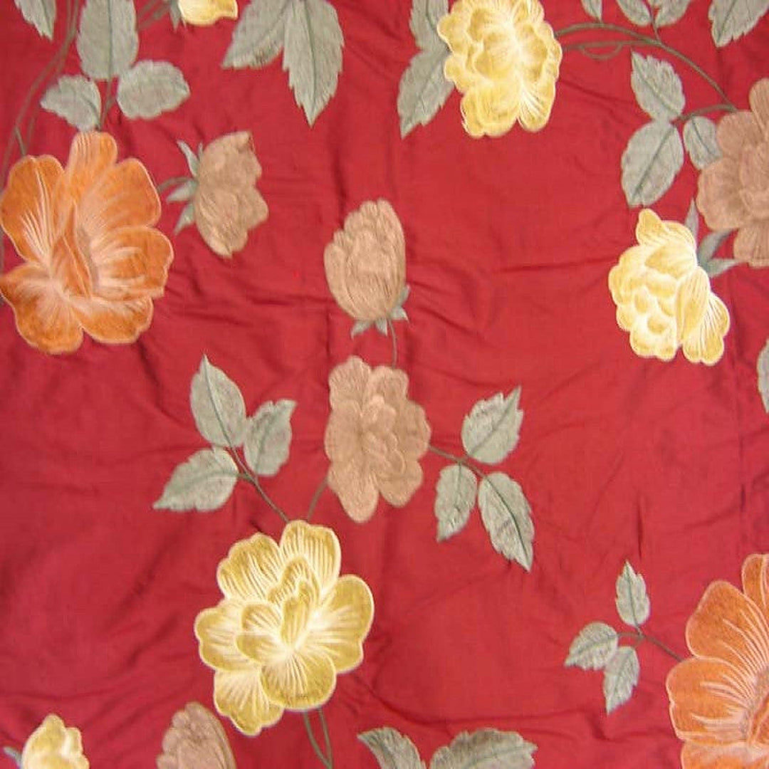 Melvessa Floral Embroidered Silk Fabric in Treasure