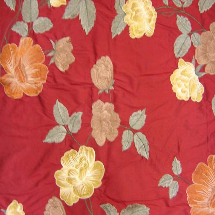 Melvessa Floral Embroidered Silk Fabric in Treasure