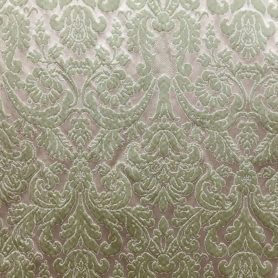 Navelle Traditional Two-Toned Damask Silk Fabric in Pistachio
