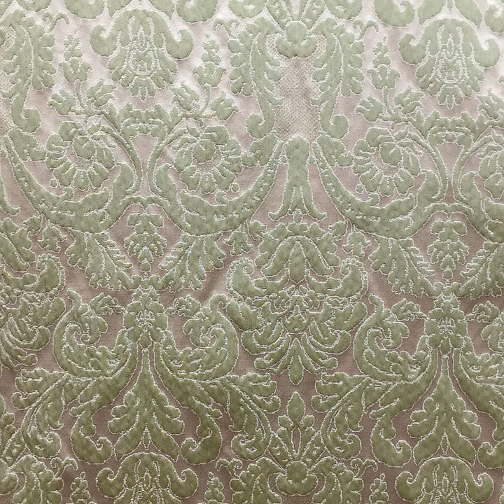 Navelle Traditional Two-Toned Damask Silk Fabric in Pistachio