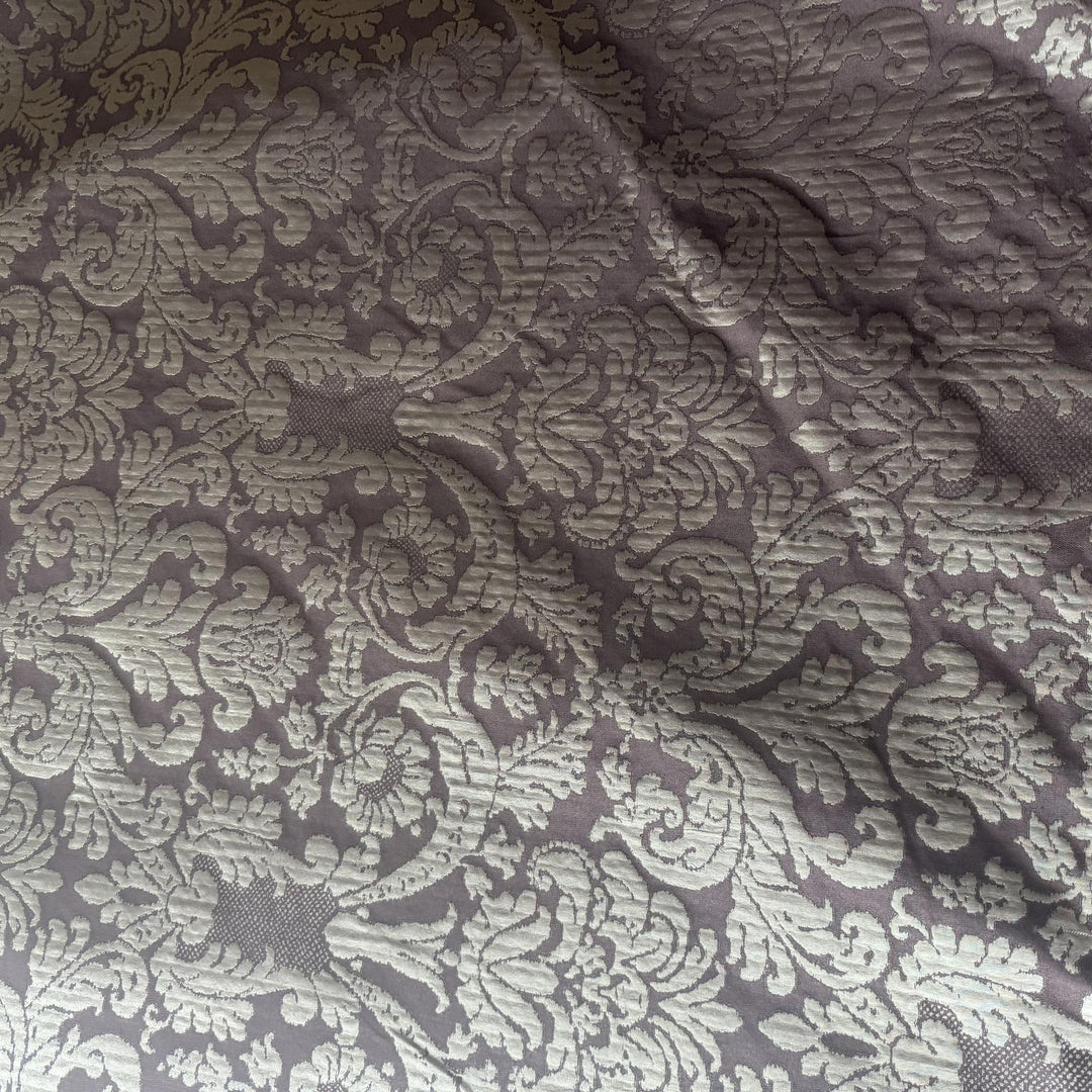 Navelle Traditional Two-Toned Damask Silk Fabric in Truffle