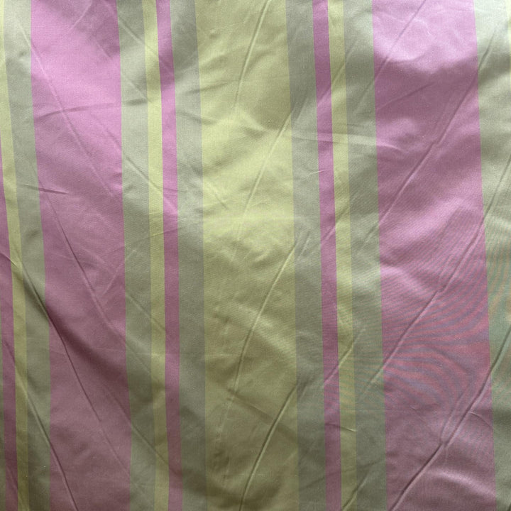 Tavelline Multi-Colored Stripe Silk Fabric in Terracotta