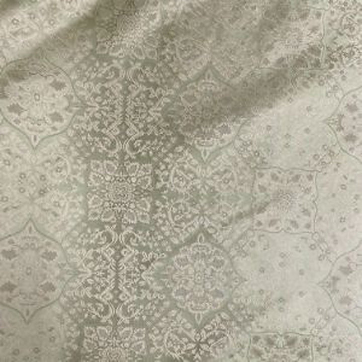 Wrenelle Floral Geometric Silk Fabric in Antique Green