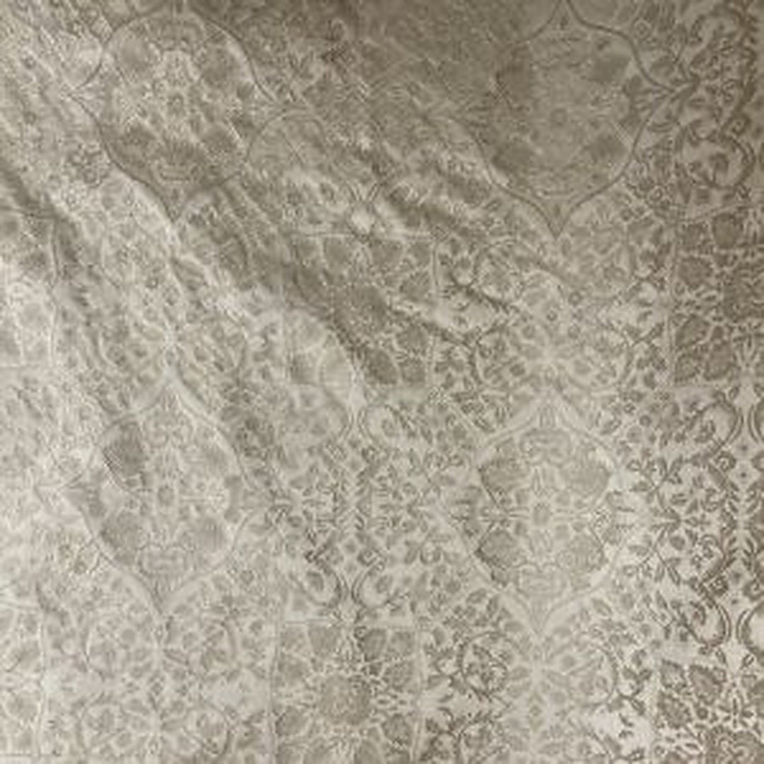 Wrenelle Floral Geometric Silk Fabric in Chocolate