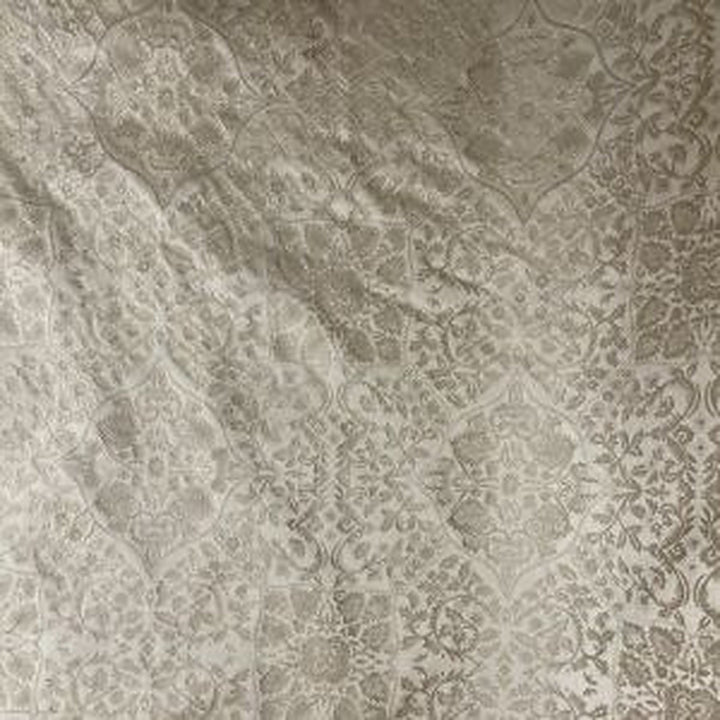 Wrenelle Floral Geometric Silk Fabric in Chocolate