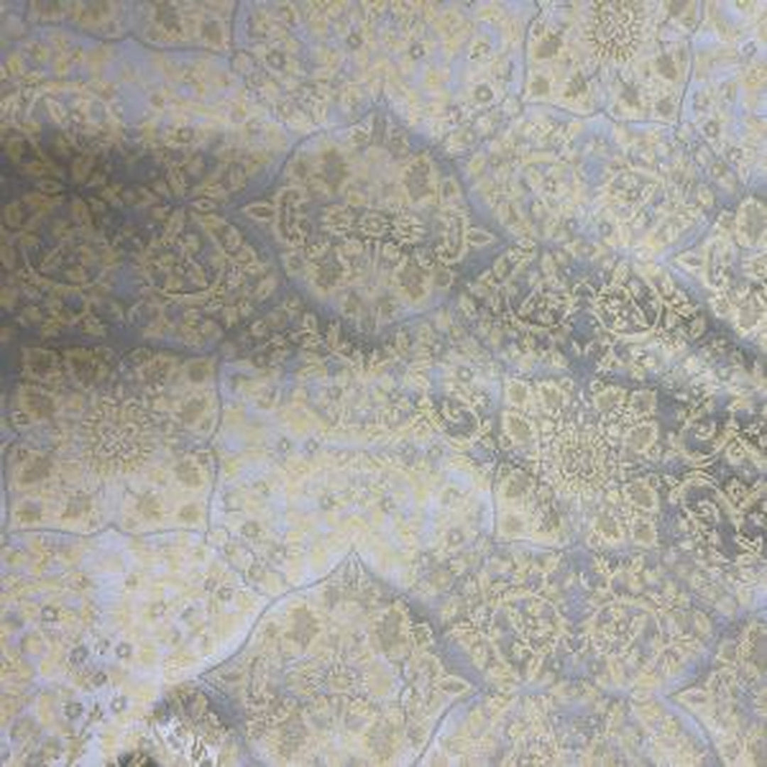 Wrenelle Floral Geometric Silk Fabric in Cornflower