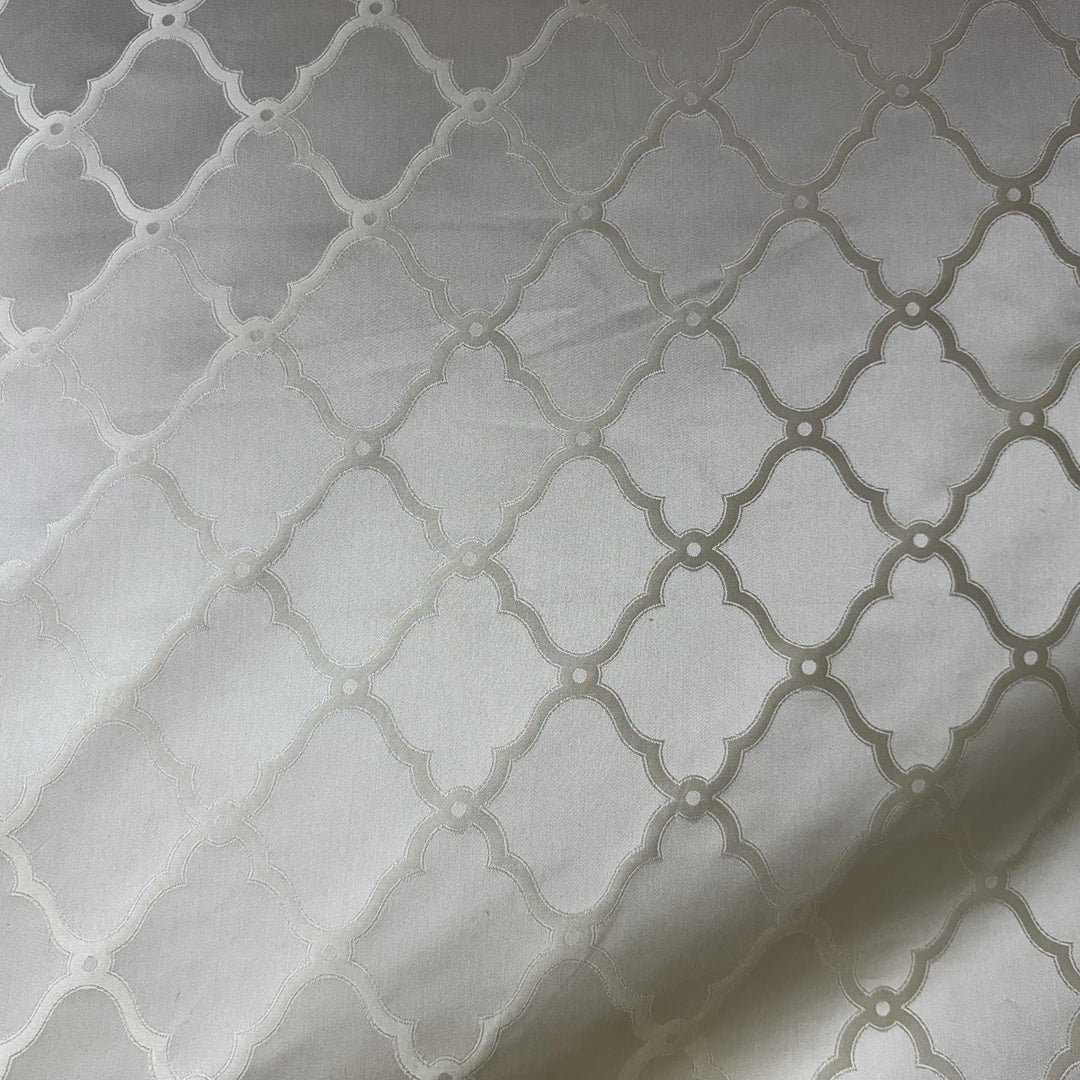 Amorelle Modern Medallion Geometric Silk Fabric in Ivory