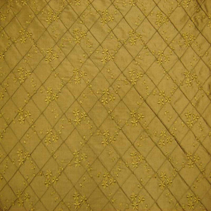 Bellavine Small Diamond Floral Embroidered Silk Fabric in Bronze