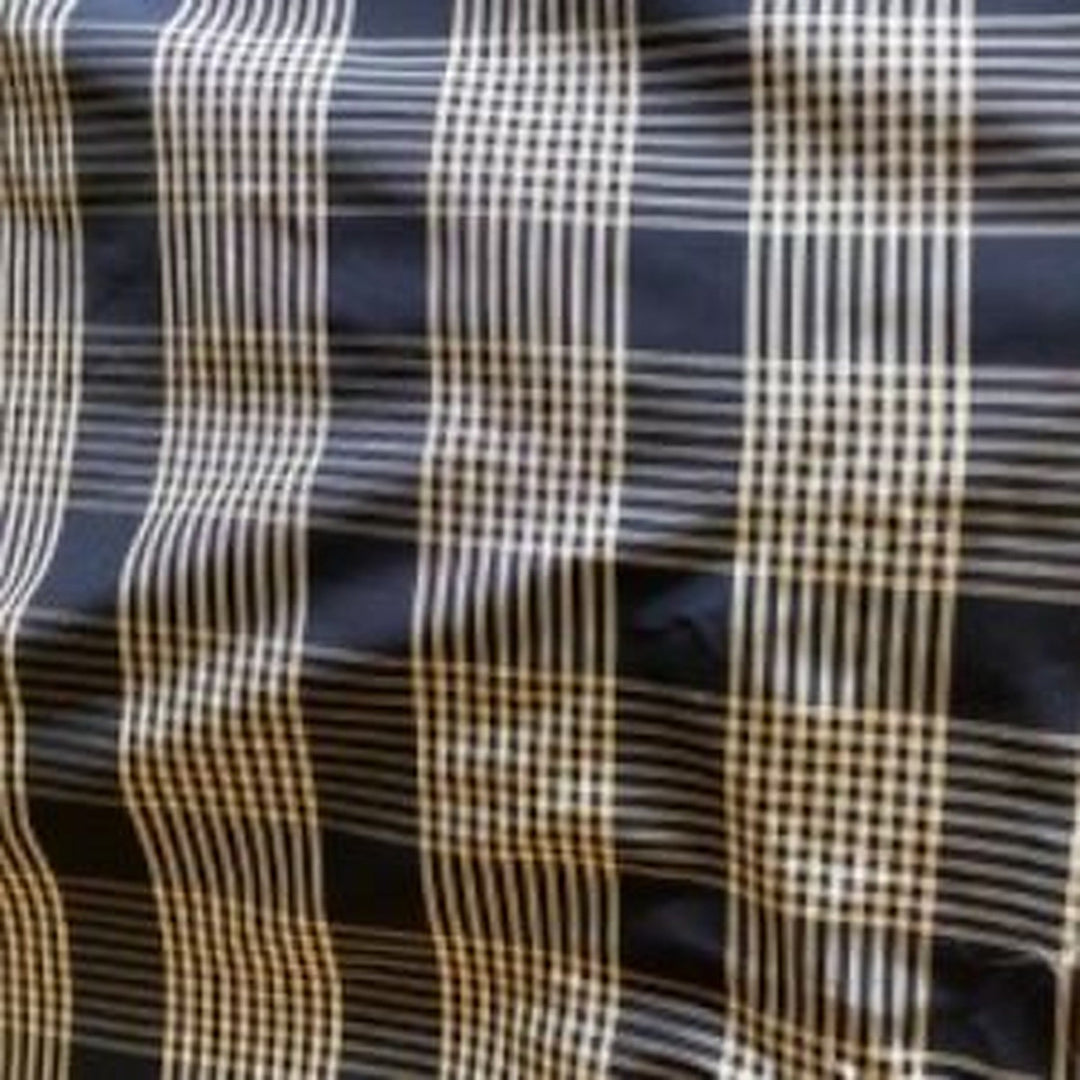 Delvaine Striped Square Geometric Silk Fabric in Black/Gold