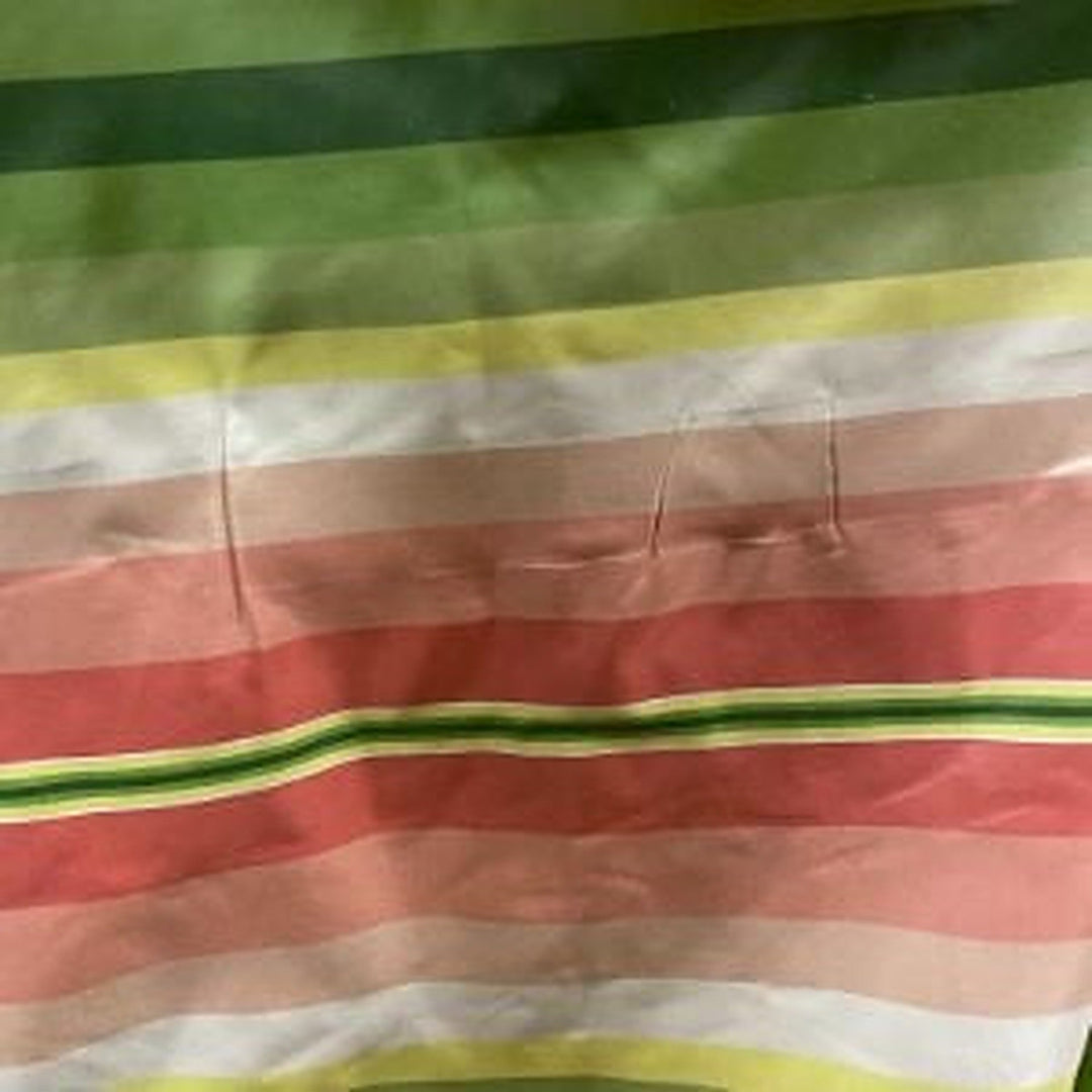 Evorelle Multi-Colored Stripe Silk Fabric in Coral