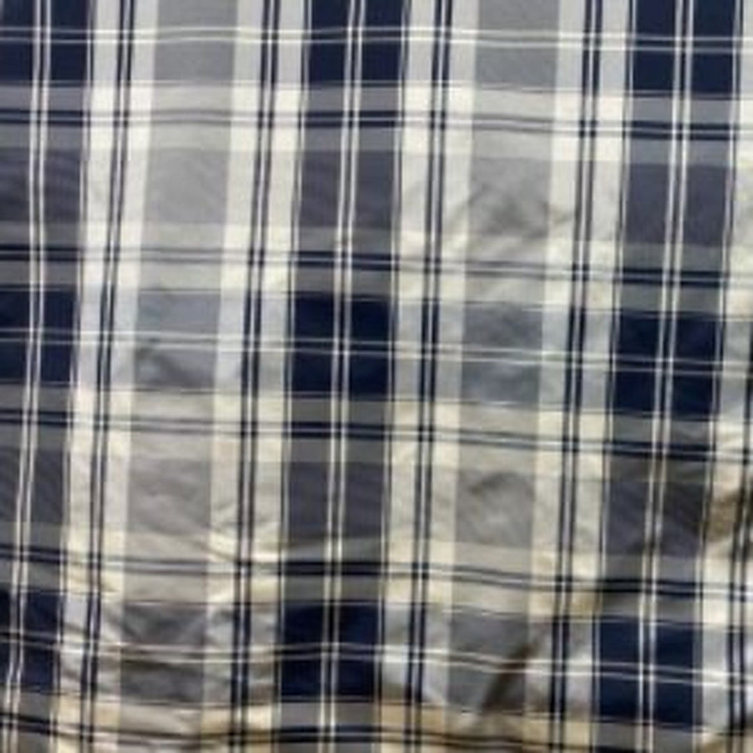 Grisanne Striped Square Geometric Silk Fabric in Black/Taupe