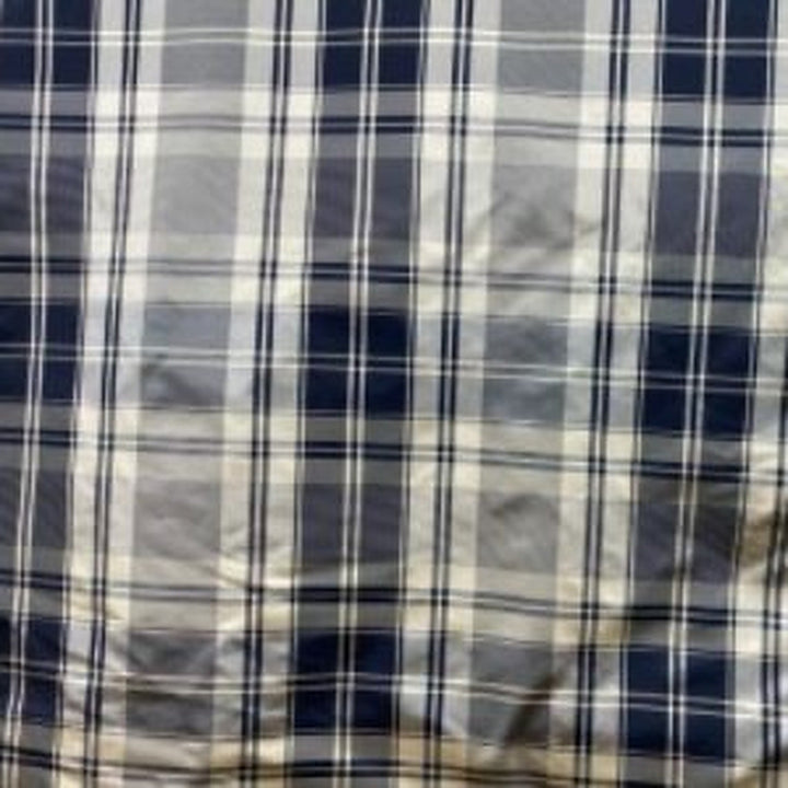 Grisanne Striped Square Geometric Silk Fabric in Black/Taupe